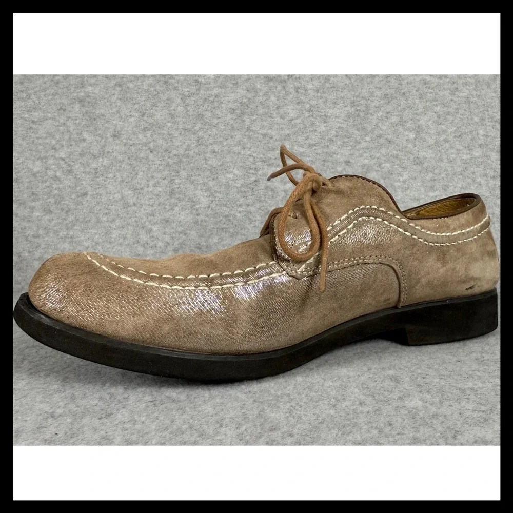 Vintage Hush Puppies Womens Moc Toe Oxford Shoes Size‎ 8 Taupe Beige Suede Sheen